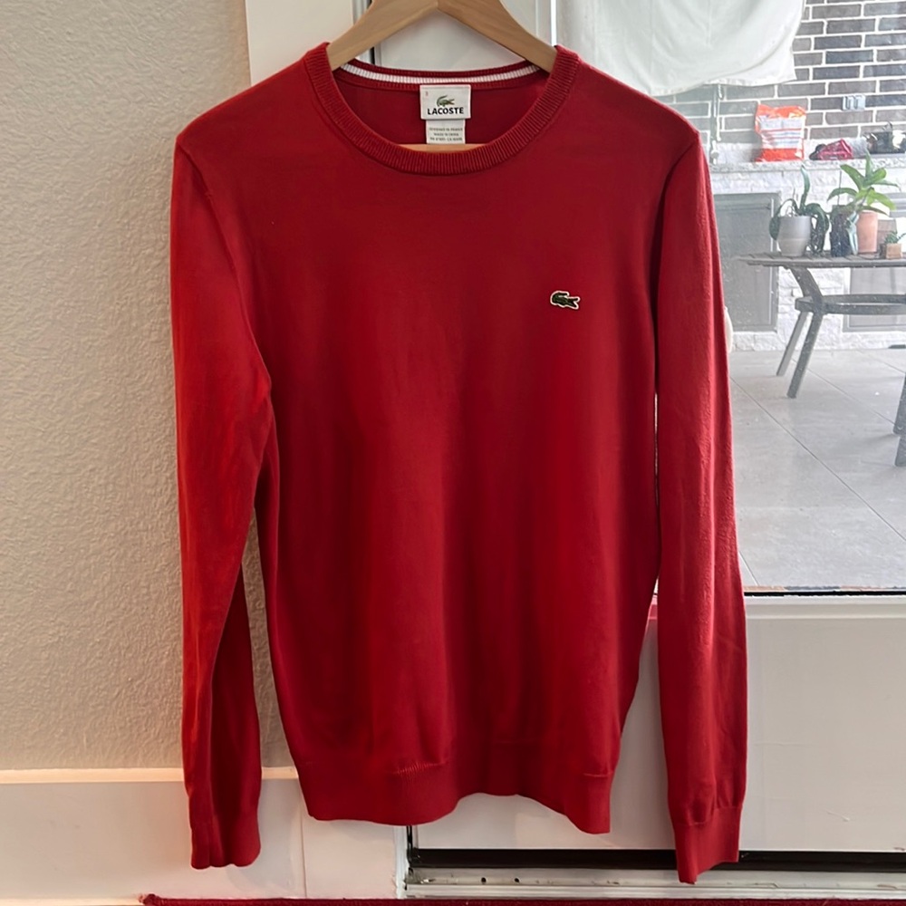 Men Authentic Lacoste orange Red Sweater Top size 3